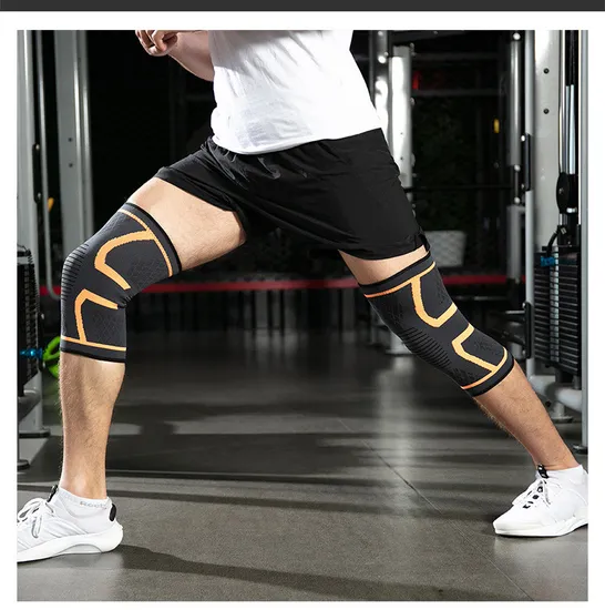 Breathable Nylon Compression Knee Sleeve Protector with Antislip Strip High Elastic Knee Brace for Joint Pain Relief 