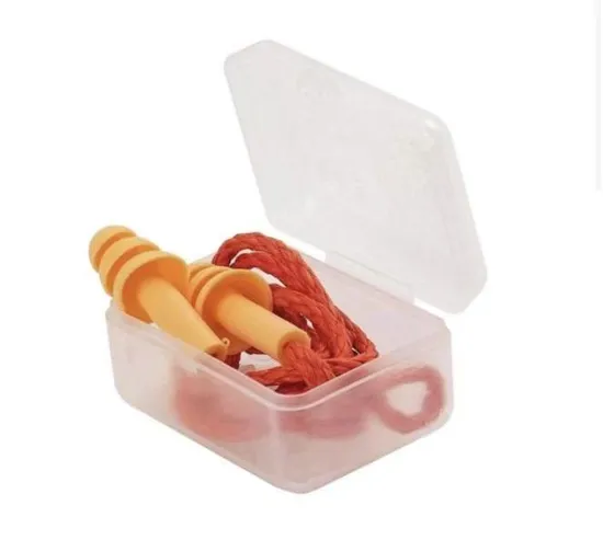Premium Silicone Ear Plugs with Cotton String and Plastic Box 